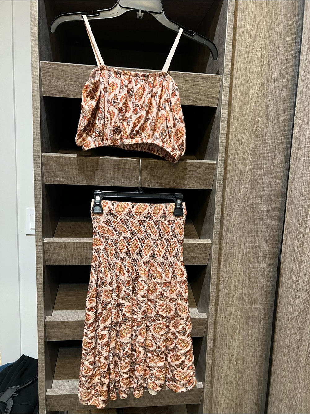Girls CUTE Zara Cropped Top and Smocked Floral Midi Skirt Set Rust Multi Sz13-14